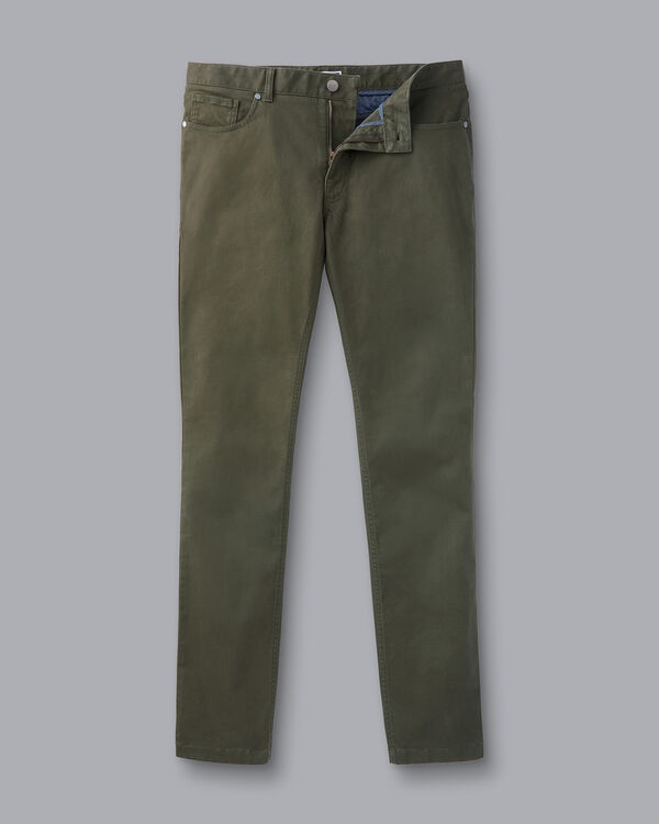 Twill 5 Pocket Jeans - Olive Green